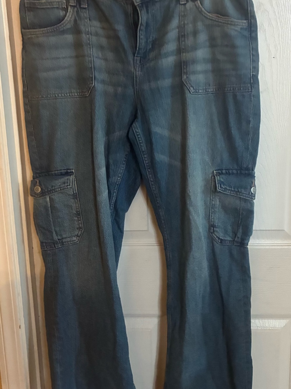 Aeropostale Women's Mid-Rise Flare Jeans - Blue with Copper Stitching - Picture 2 of 2